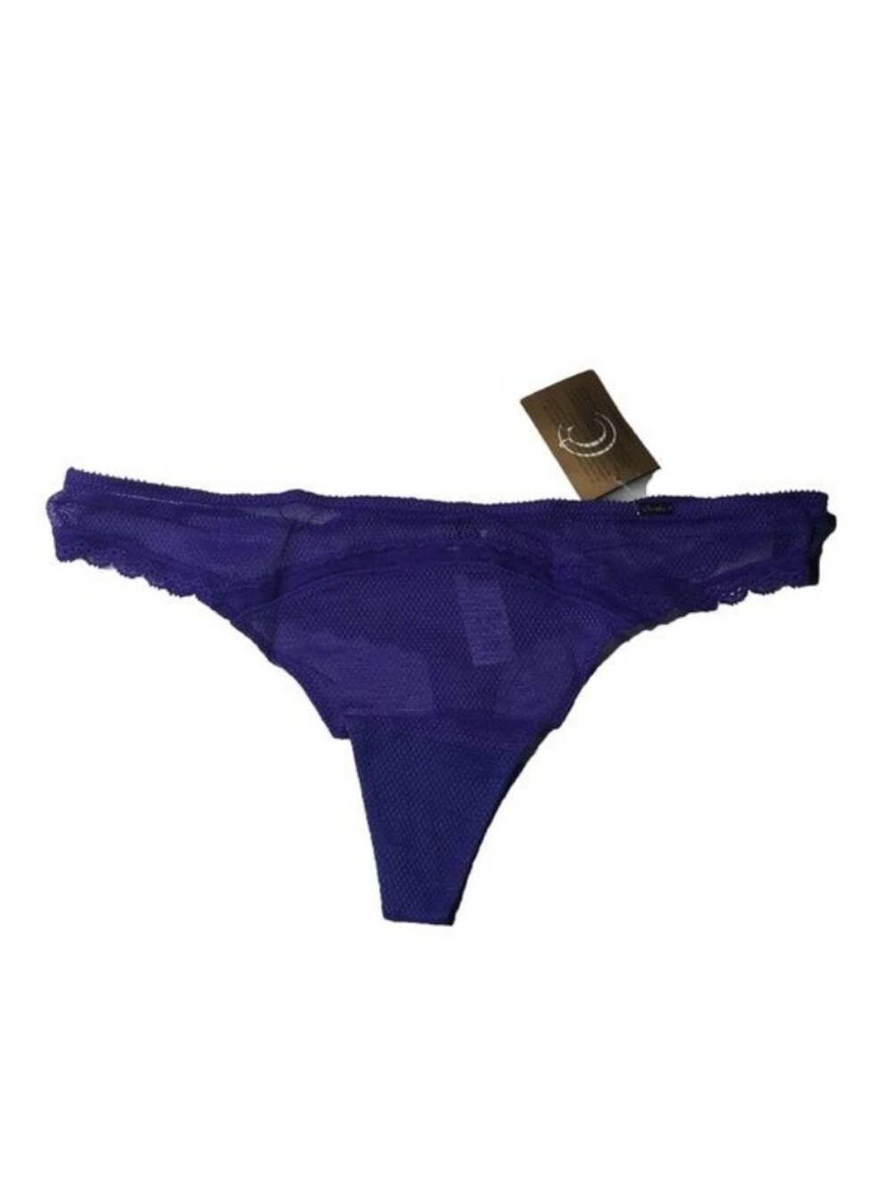 Chantelle Purple Mesh Scalloped Trim Thong